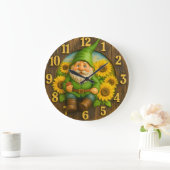 Gnome Sunshine Elf Garden Clock ラージ壁時計 (ホーム)