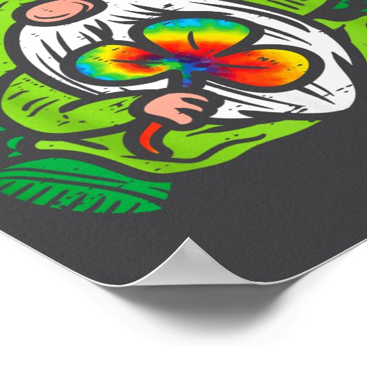 Gnome Tie Dye Shamrock Clover St Patricks Day Hipe ポスター (角)