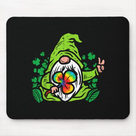 Gnome Tie Dye Shamrock Clover St Patricks Day Hipe マウスパッド (正面)