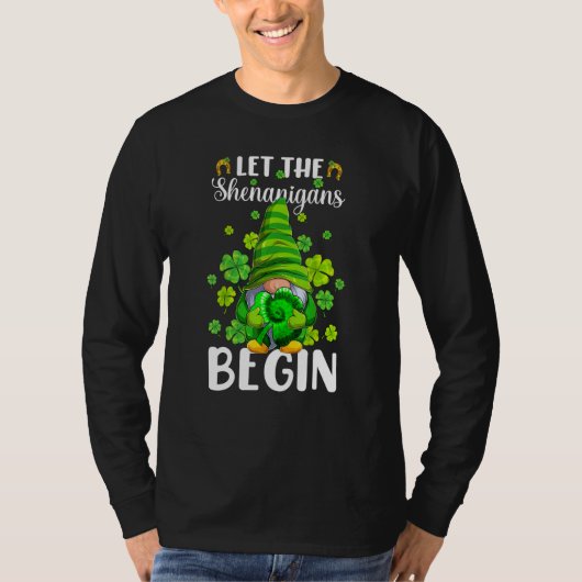Gnome Tie Dye Shamrock Let Shenanigans Begin St Pa Tシャツ (正面)