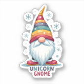 Gnome Unicorn Shirt Family Matching Group Christma シール (正面)