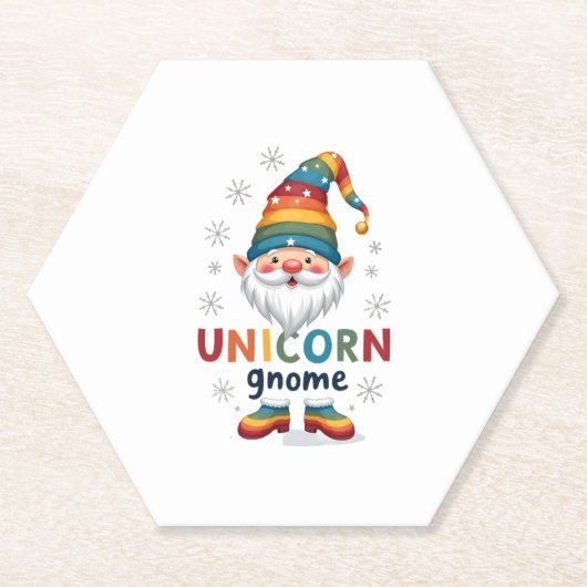 Gnome Unicorn Shirt Family Matching Group Christma ペーパーコースター (正面)