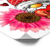 Gnome Valentines Day Cute Gnome Heart Leopard Sunf ポスター (角)