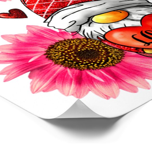 Gnome Valentines Day Cute Gnome Heart Leopard Sunf ポスター (角)