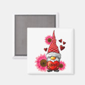 Gnome Valentines Day Cute Gnome Heart Leopard Sunf マグネット (正面/裏面)