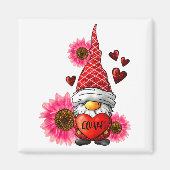 Gnome Valentines Day Cute Gnome Heart Leopard Sunf マグネット (正面)
