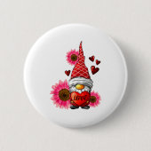 Gnome Valentines Day Cute Gnome Heart Leopard Sunf 缶バッジ (正面)