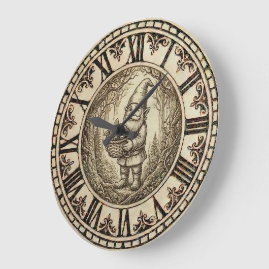 Gnome Wall Clock –  Farmhouse Decor ラージ壁時計 (傾斜)