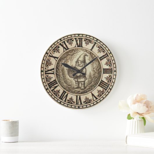 Gnome Wall Clock –  Farmhouse Decor ラージ壁時計 (ホーム)