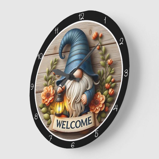 Gnome Welcome Wall Decor ラージ壁時計 (傾斜)