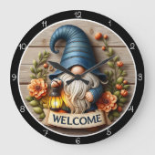 Gnome Welcome Wall Decor ラージ壁時計 (正面)