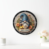 Gnome Welcome Wall Decor ラージ壁時計 (ホーム)