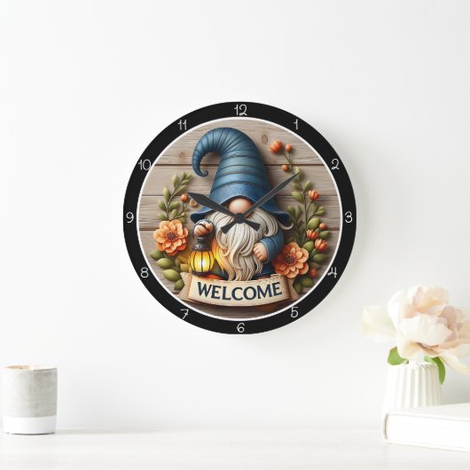 Gnome Welcome Wall Decor ラージ壁時計 (ホーム)