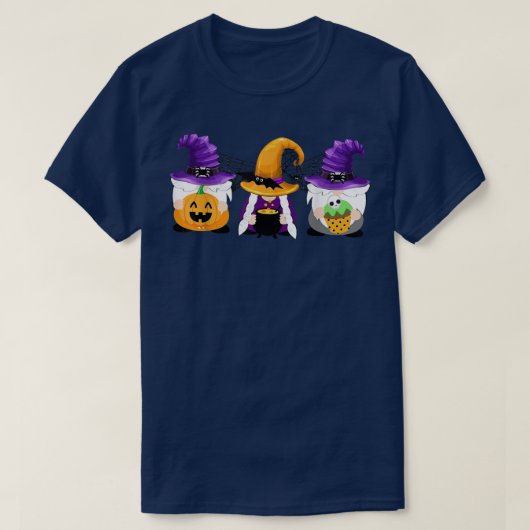 Gnome Witch Jackolantern Bat Spider Halloween Cost Tシャツ (デザイン正面)