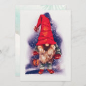 Gnome with a Lantern Christmas シーズンカード (正面/裏面)
