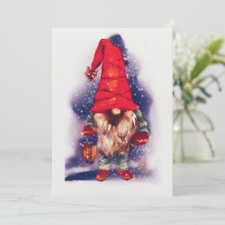 Gnome with a Lantern Christmas シーズンカード