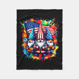 Gnomes 4th Of July American Flag Independence Day フリースブランケット