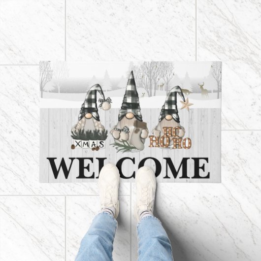 Gnomes and Deer Welcome  ドアマット (室内)