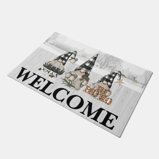 Gnomes and Deer Welcome ドアマット (アングル)