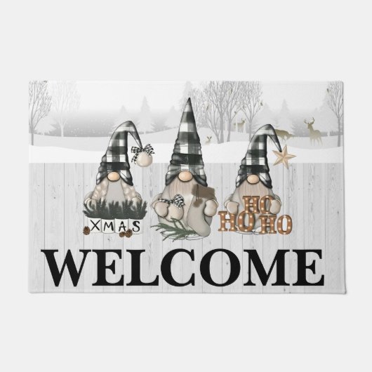 Gnomes and Deer Welcome ドアマット (正面)