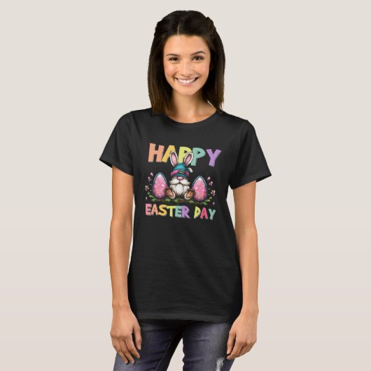 Gnomes bunny eggs hunt Easter Day Illustrated styl Tシャツ (正面フル)