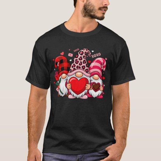 Gnomes Crew Valentines Day Buffalo Leopard Heart  Tシャツ (正面)