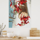 Gnomes dragging a cut tree trunk through the snow ポスター (キッチン)