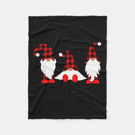 Gnomes For The Holidays Buffalo Plaid Gnome Christ フリースブランケット (正面)