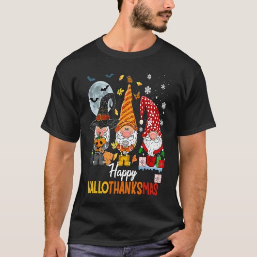 Gnomes  Halloween Merry Christmas Happy Hallothank Tシャツ (正面)