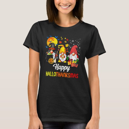 Gnomes  Halloween Merry Christmas Happy Hallothank Tシャツ (正面)