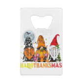 Gnomes Happy Hallothanksmas Halloween Thanksgiving クレジットカード栓抜き (裏面)