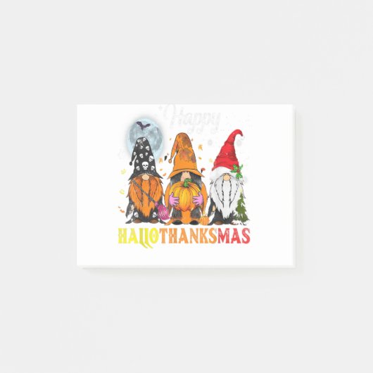 Gnomes Happy Hallothanksmas Halloween Thanksgiving ポストイット (正面)