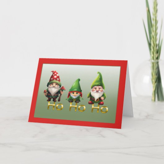 Gnomes Ho Ho Ho Christmas Card シーズンカード (正面)