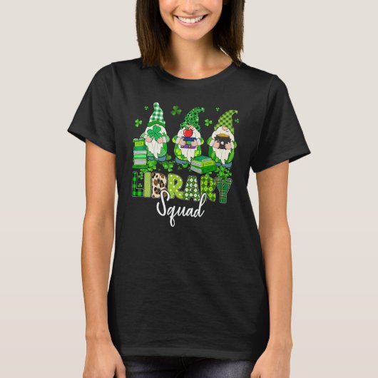 Gnomes Leopard Shamrock Library Squad St Patricks Tシャツ (正面)