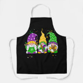 Gnomes Mardi Gras Gnome Fleur De Lis Fat Tuesday エプロン (正面)