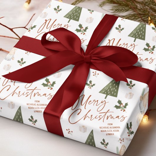 Gnomes Merry Christmas FROM Custom Name ラッピングペーパー