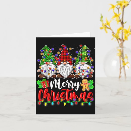 Gnomes Merry Christmas Light Gnome Xmas  カード (黄色い花)