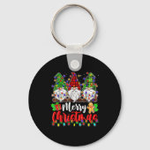 Gnomes Merry Christmas Light Gnome Xmas  キーホルダー (正面)