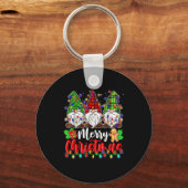 Gnomes Merry Christmas Light Gnome Xmas  キーホルダー (正面)