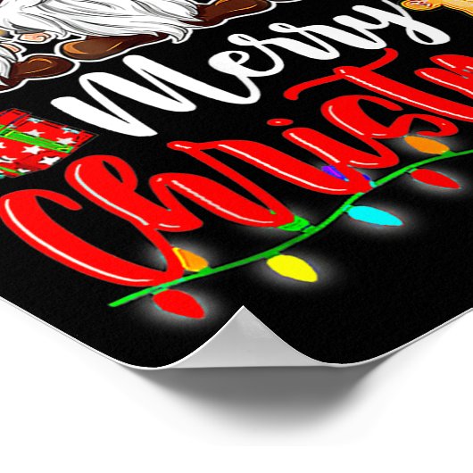Gnomes Merry Christmas Light Gnome Xmas  ポスター (角)