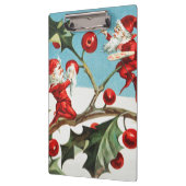 Gnomes painting holly berries in the snow クリップボード (左)