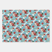 Gnomes painting holly berries in the snow ラッピングペーパーシート (正面)