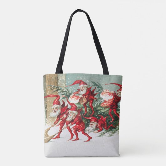 Gnomes sweeping snow with a broom トートバッグ (裏面)