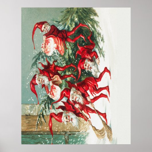 Gnomes sweeping snow with a broom ポスター (正面)