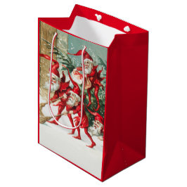 Gnomes sweeping snow with a broom ミディアムペーパーバッグ