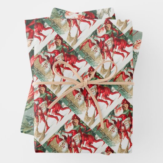 Gnomes sweeping snow with a broom ラッピングペーパーシート (インサイチュ)