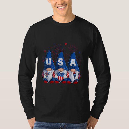 Gnomes USA Firework 4th Of July American 2023 Patr Tシャツ (正面)