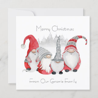 Gnomieファミリークリスマスカード サンキューカード