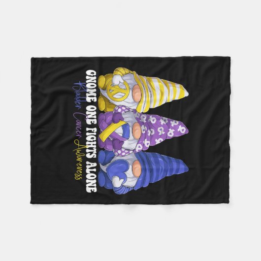 Gnomies膀胱おもしろいがん認識度月純利益 フリースブランケット (正面(横))