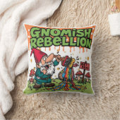 "Gnomish Rebellion" Funny Mischievous Garden Gnome クッション (ブランケット)